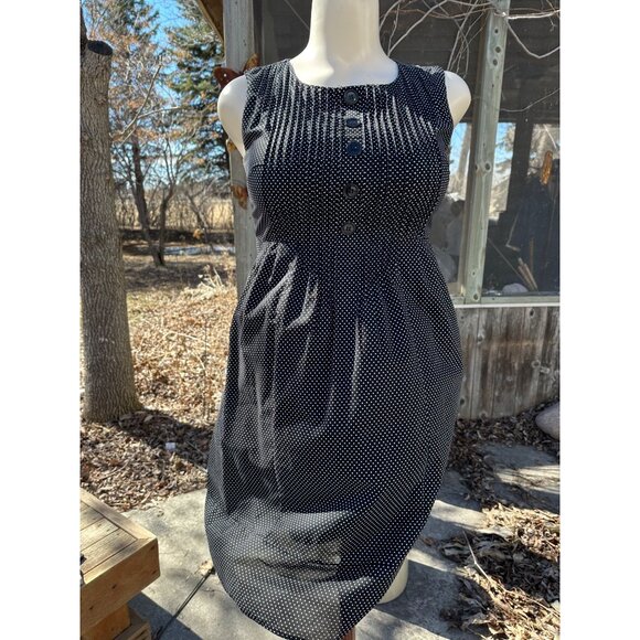 Rabbit Rabbit Rabbit Polkadot A-Line Dress Pintuck Pleat Bodice Sleeveless - Picture 4 of 11